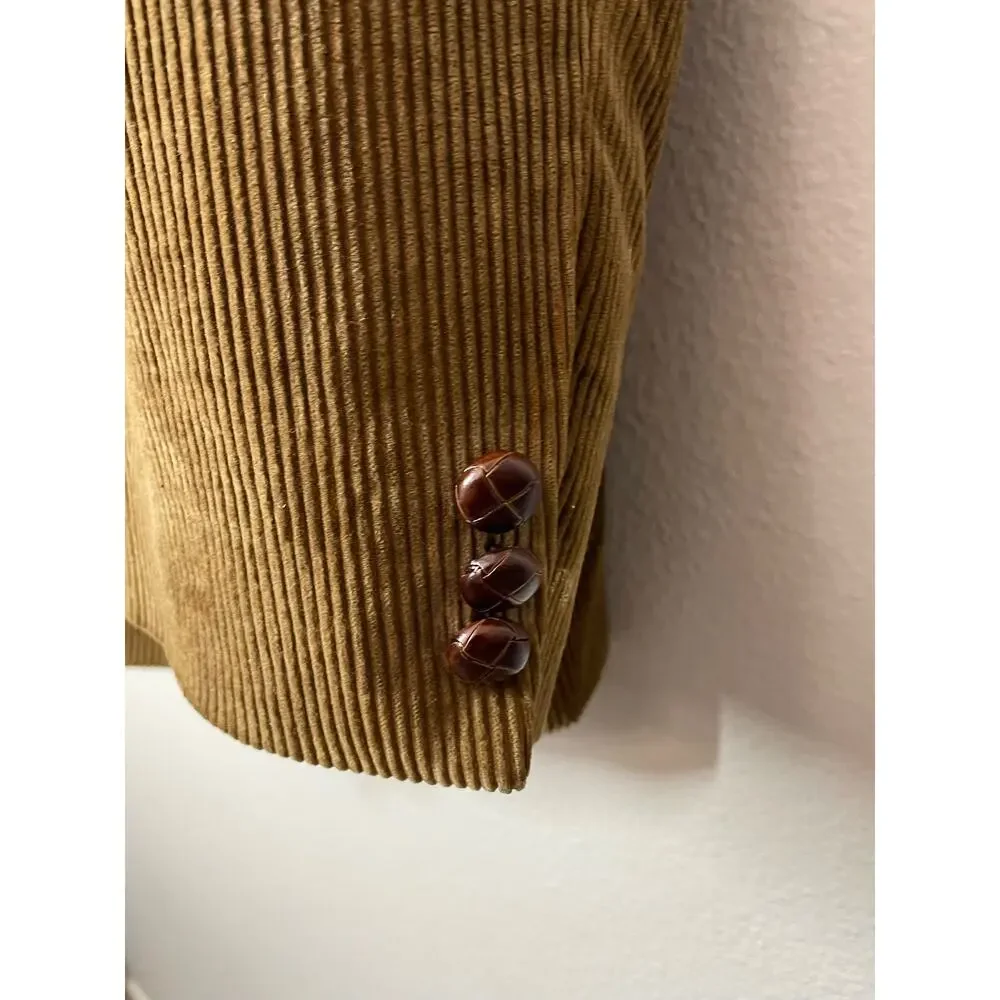 David Taylor Mens 48L Corduroy Blazer Brown Academic Preppy